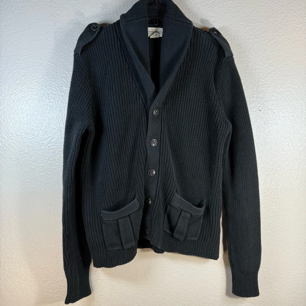 Ralph Lauren Men's Black Button-Up Sweater SZ:L